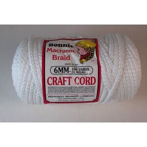 Vintage Bonnie Macrame Braid Craft Cord 6mm WHITE 100 Yards Pepperell New
